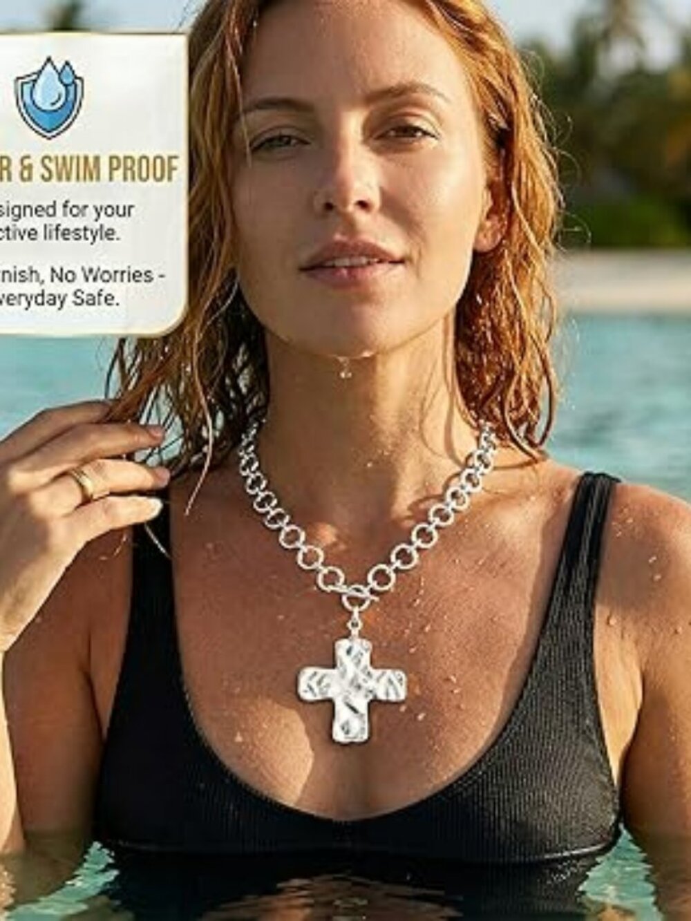 NEW Cross Necklace Silver Plated Cross Choker Jewelry Chunky Trend Standout